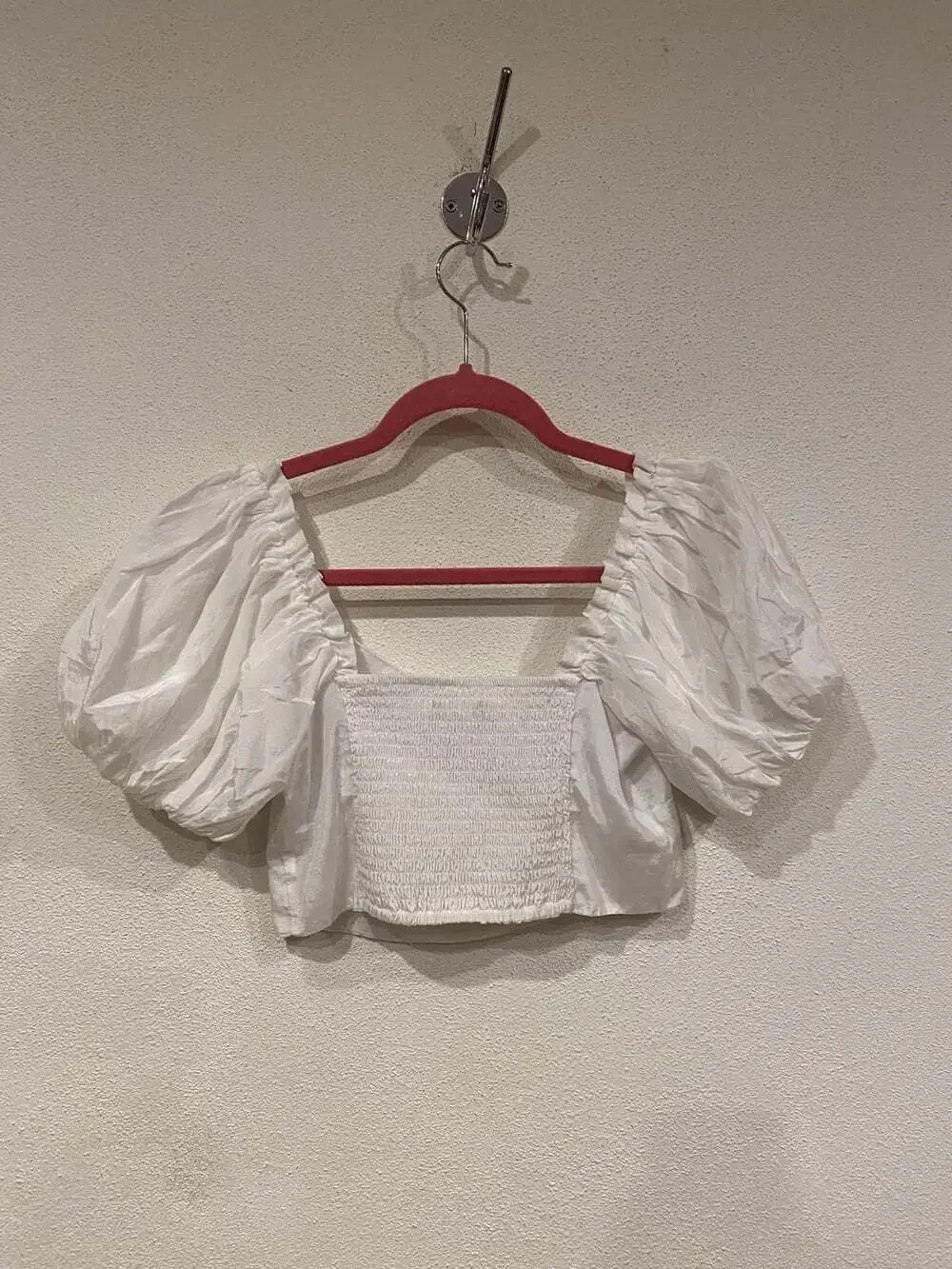 Abercrombie & Fitch Blouse Womens Small White Puff Sleeve Peasant Cropped Top